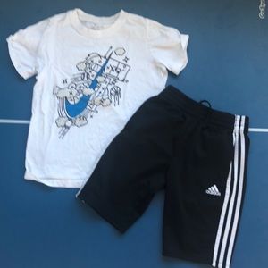 Adidas shorts and Nike shirt set